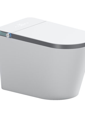 AI Voice Control Smart Toilet with UV Sterilization, Foot Sensor Seat Flip & Powerful Dual-Pressure Flush
